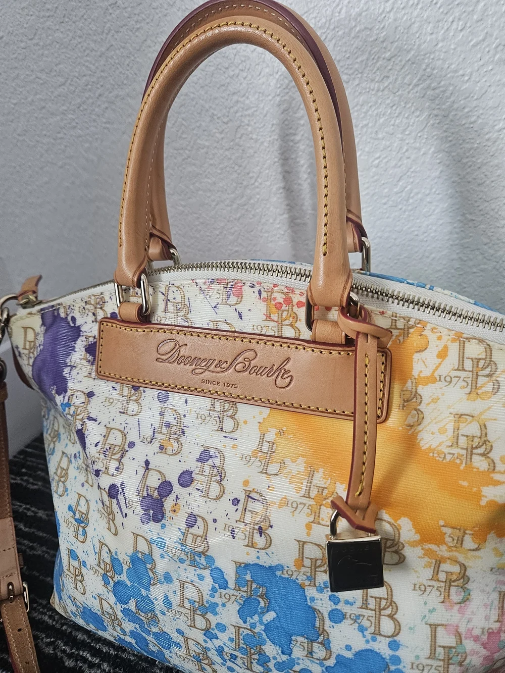Dooney & Bourke 1975 Multicolor Signature Color Splash Satchel
